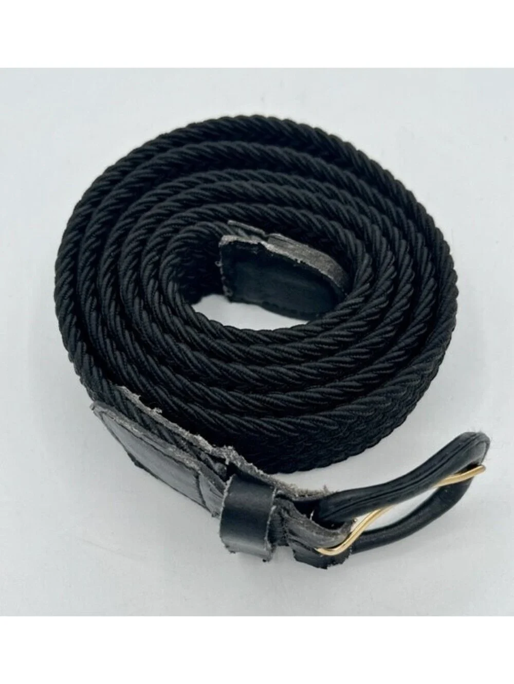 Black Braided Belt Bonded Leather Size XL 42-44 Good Condition